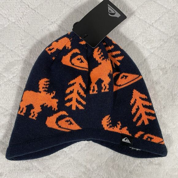 Quiksilver Cookie Moose Caribou Youth Kids Toboggan Beanie Hat Sherpa Lined NWT - Picture 1 of 6